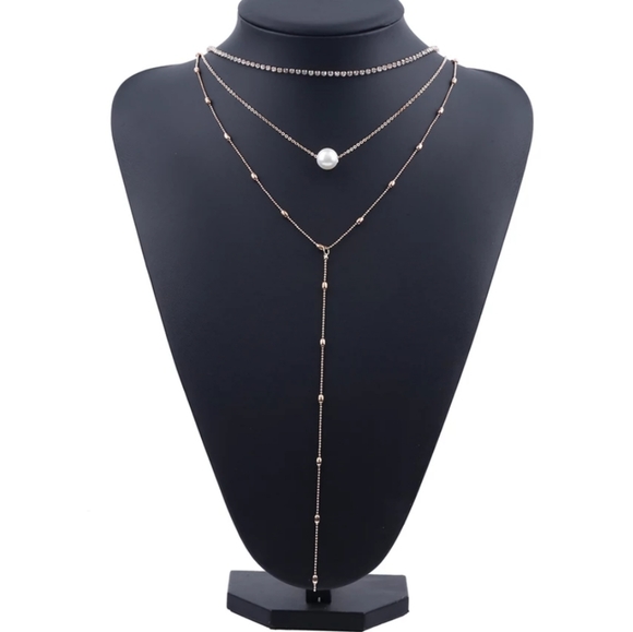 *Carly* Layered Coker and Pearl Necklace - Picture 6 of 6